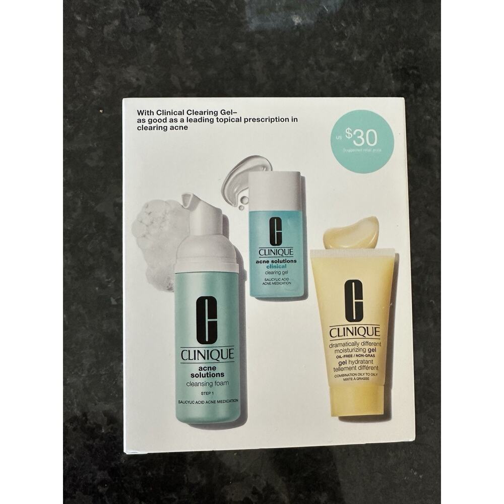 Clinique Acne Solutions Fix It Kit Includes 3 Travel Size Pieces NEW IN BOX